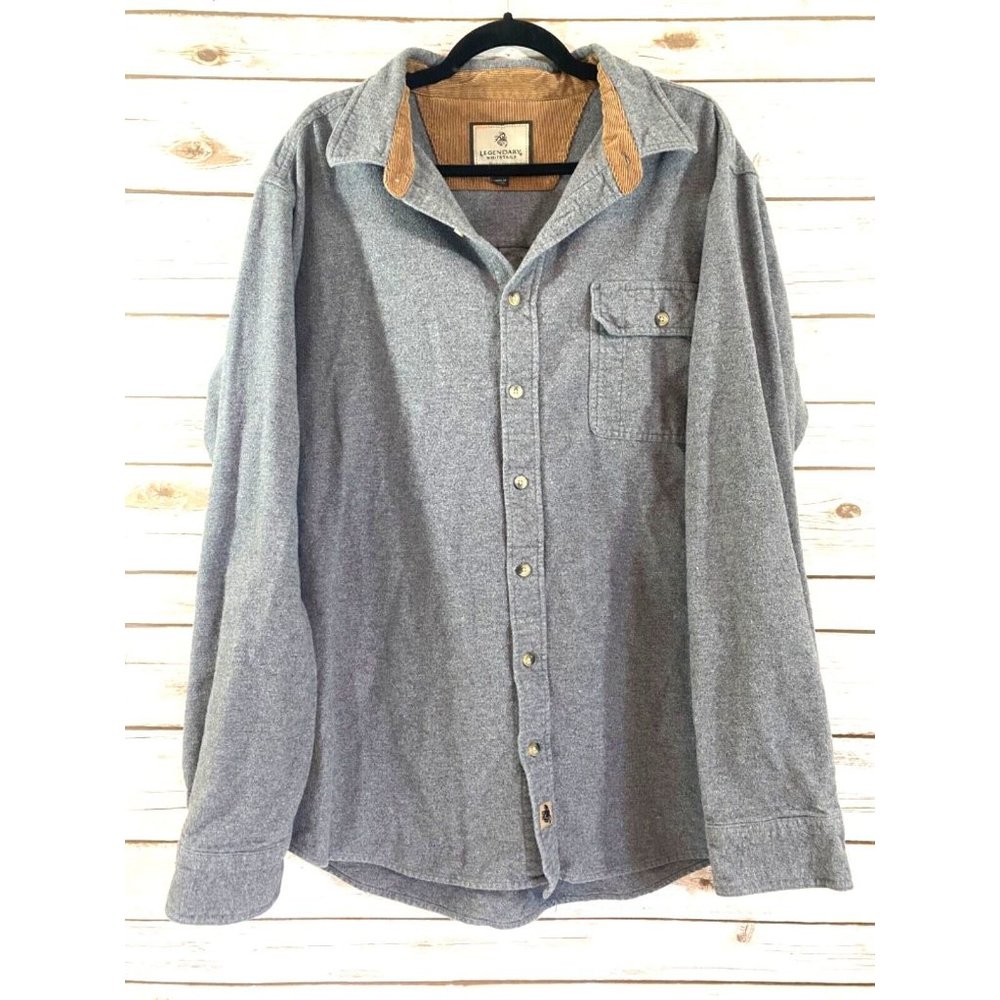 Legendary Whitetails Mens Shirt Buck Camp Flannel Shacket XLT Gray Long Sleeve